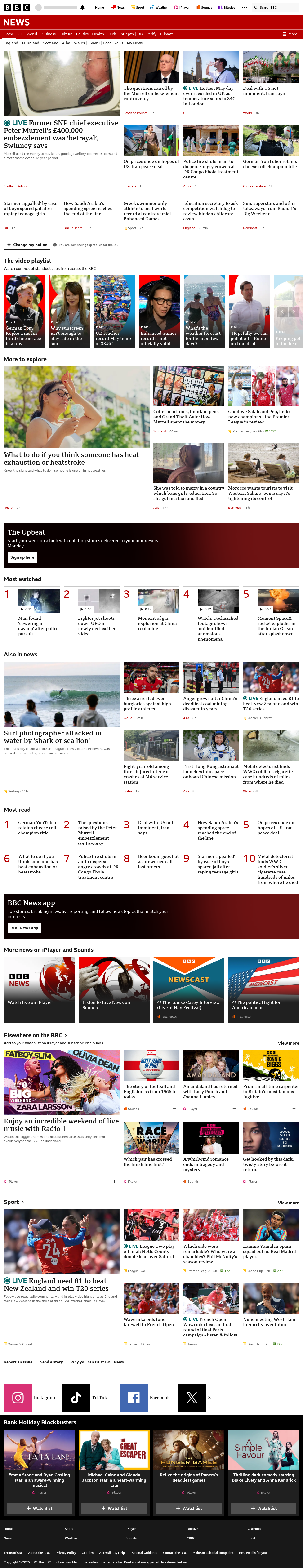 BBC News snapshot from Monday, 25 May 2026 at 15:00