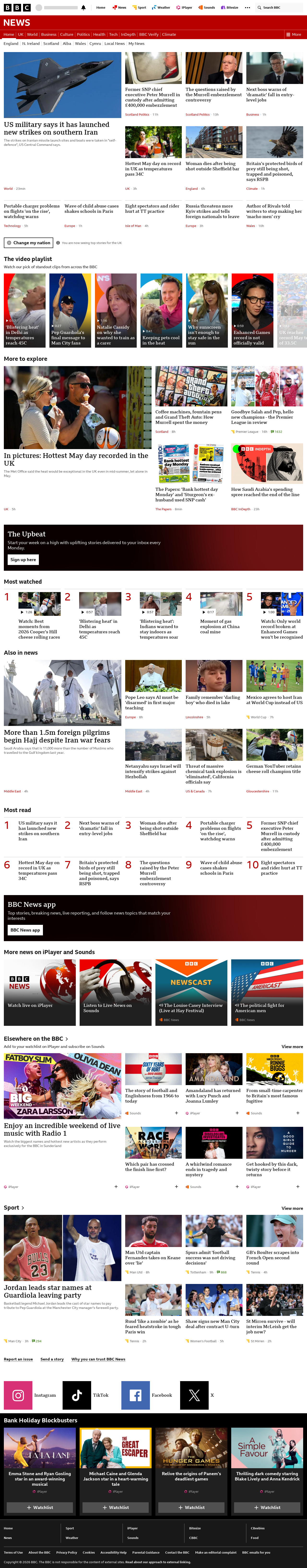 BBC News snapshot from Tuesday, 26 May 2026 at 01:00