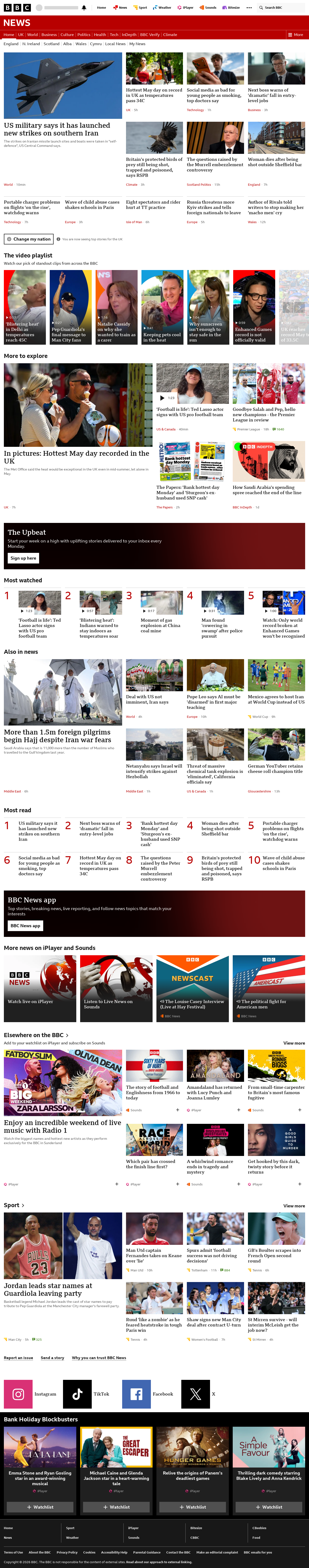 BBC News snapshot from Tuesday, 26 May 2026 at 03:00