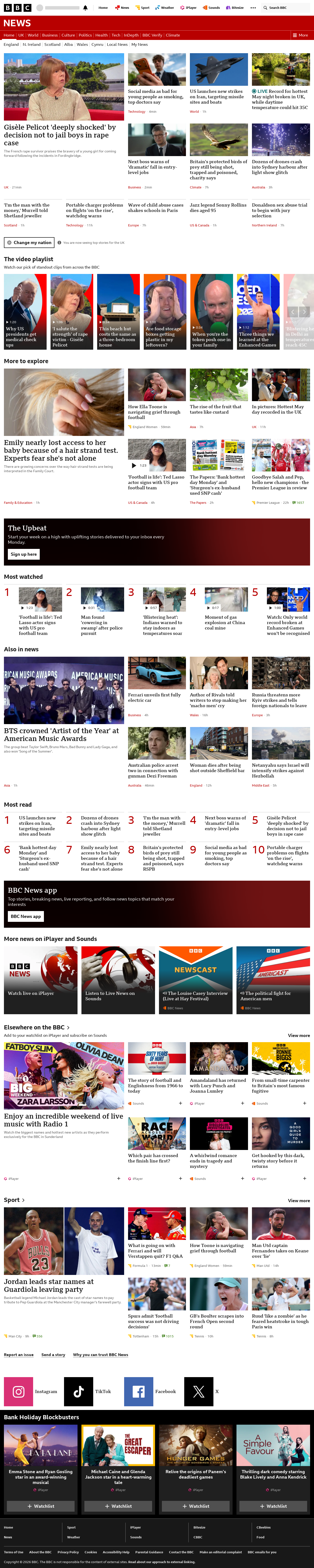 BBC News snapshot from Tuesday, 26 May 2026 at 07:00