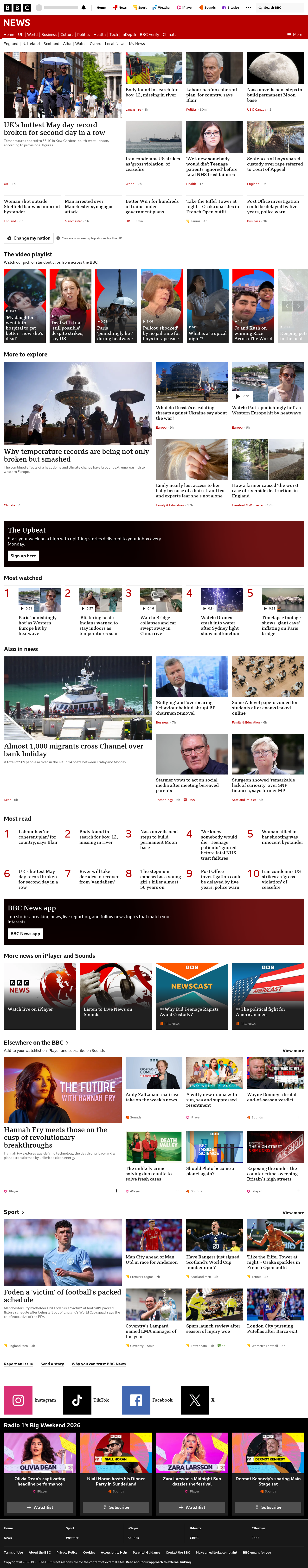 BBC News snapshot from Tuesday, 26 May 2026 at 23:00