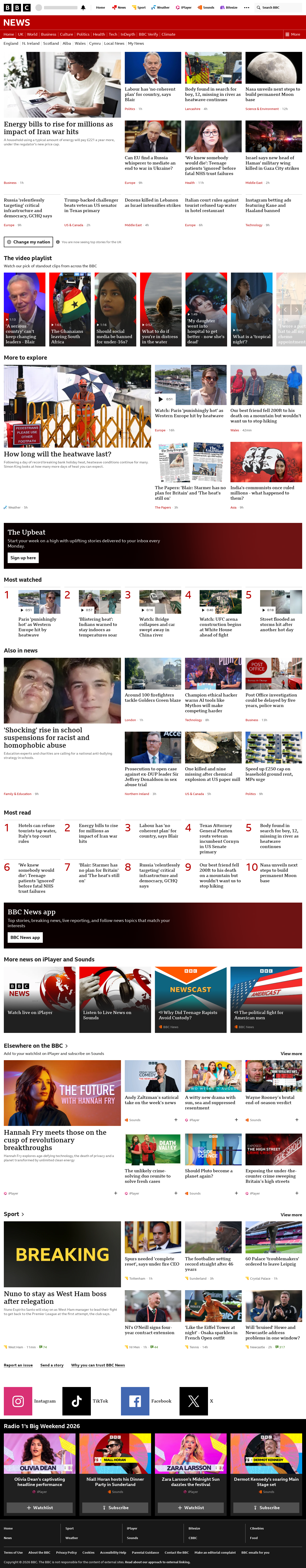 BBC News snapshot from Wednesday, 27 May 2026 at 09:00