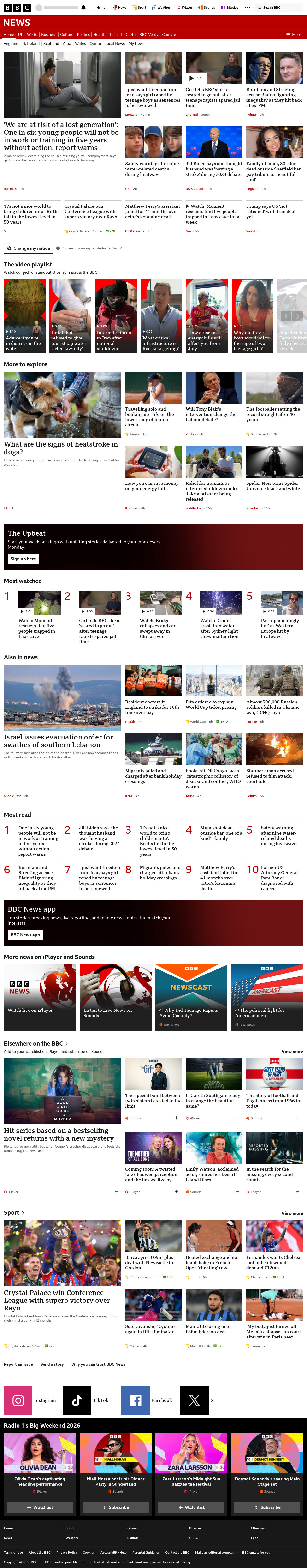 BBC News snapshot from Wednesday, 27 May 2026 at 23:00