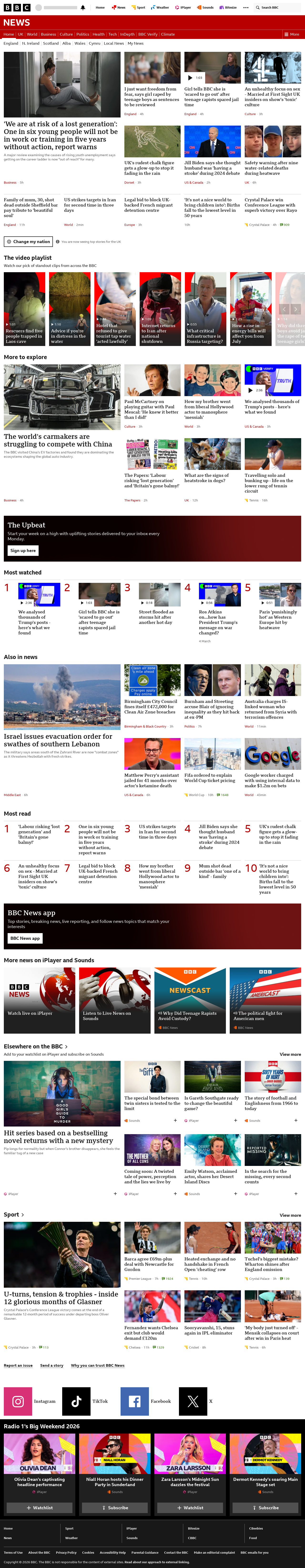 BBC News snapshot from Thursday, 28 May 2026 at 03:00