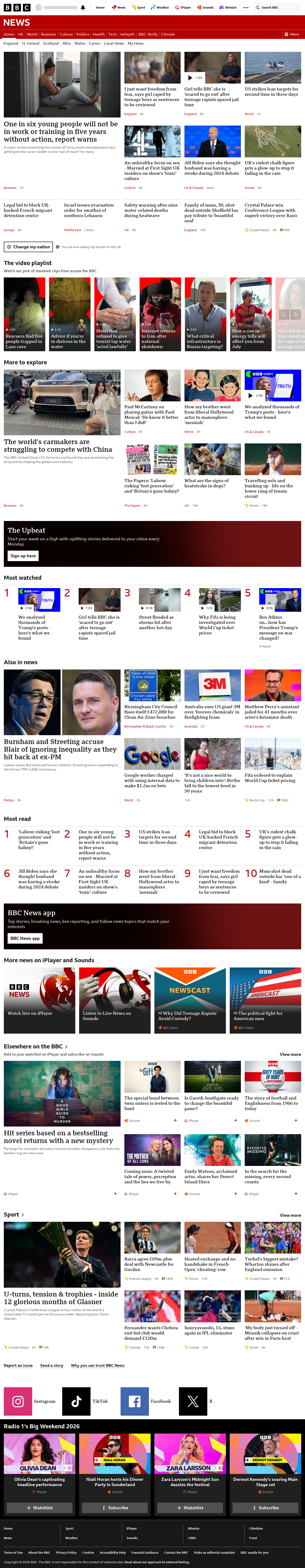 BBC News snapshot from Thursday, 28 May 2026 at 05:00