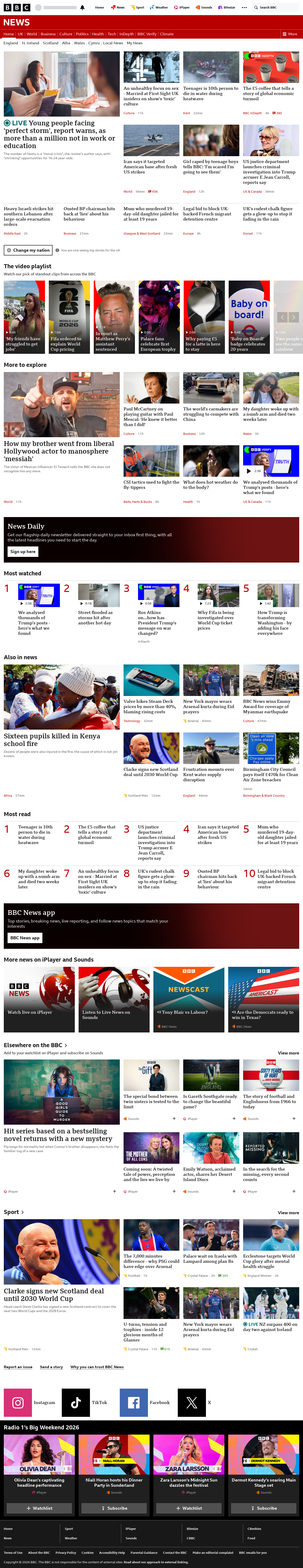 BBC News snapshot from Thursday, 28 May 2026 at 11:00