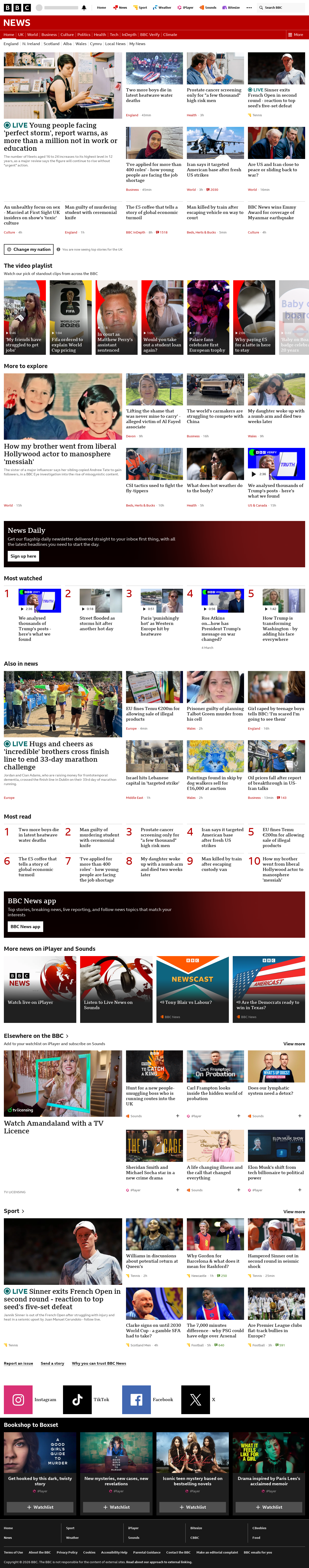 BBC News snapshot from Thursday, 28 May 2026 at 15:00