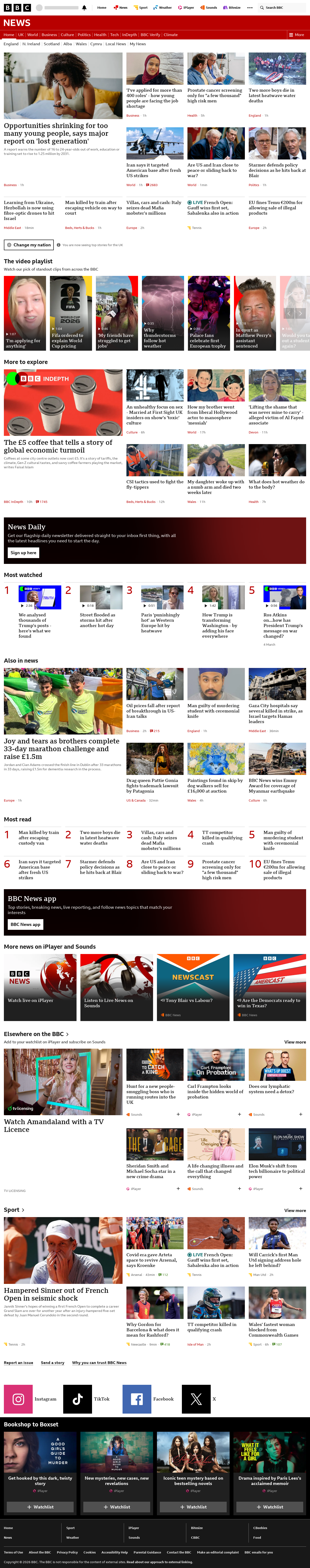 BBC News snapshot from Thursday, 28 May 2026 at 17:00
