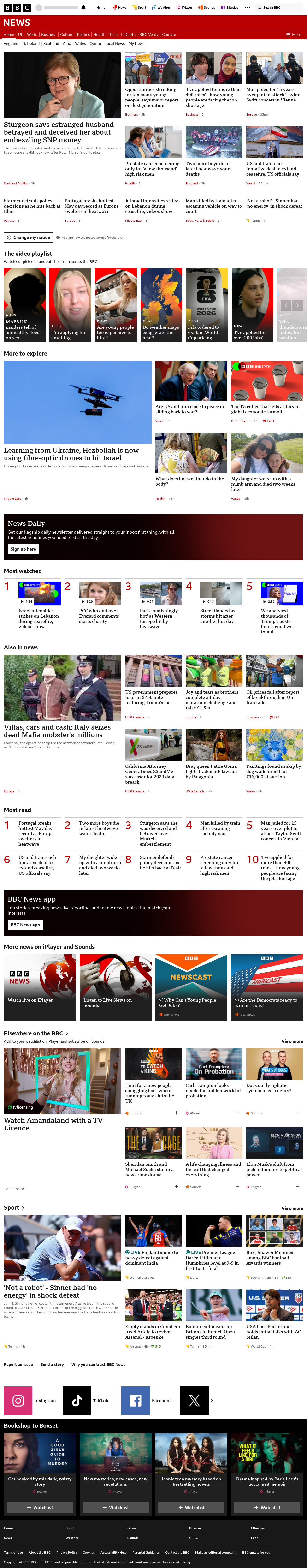 BBC News snapshot from Thursday, 28 May 2026 at 21:00