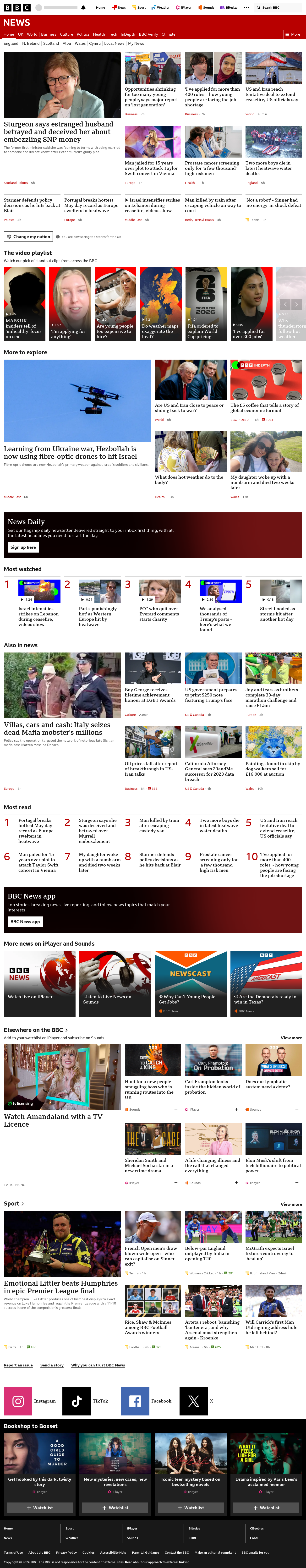 BBC News snapshot from Thursday, 28 May 2026 at 23:00