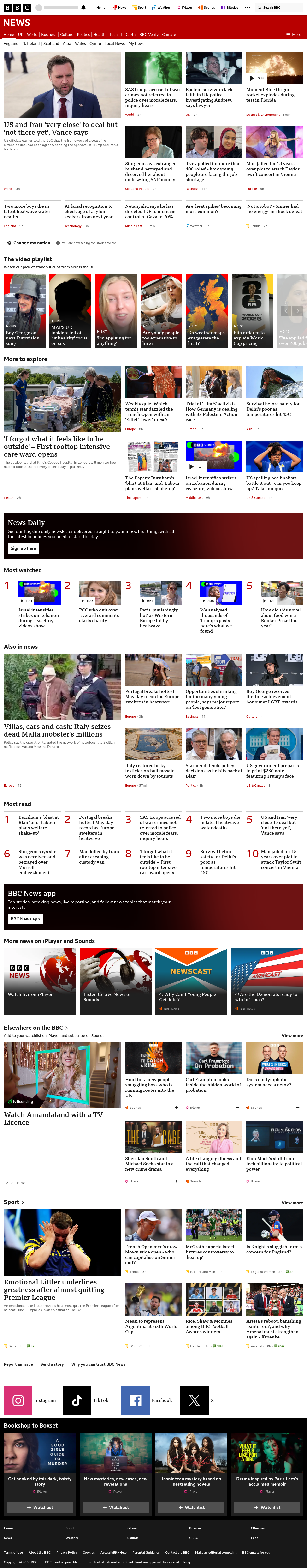 BBC News snapshot from Friday, 29 May 2026 at 03:00