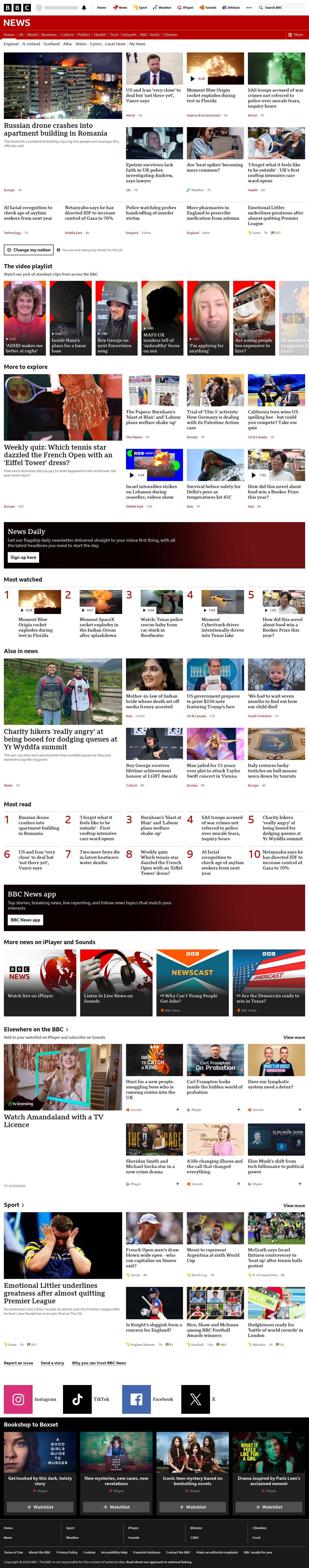 BBC News snapshot from Friday, 29 May 2026 at 07:00
