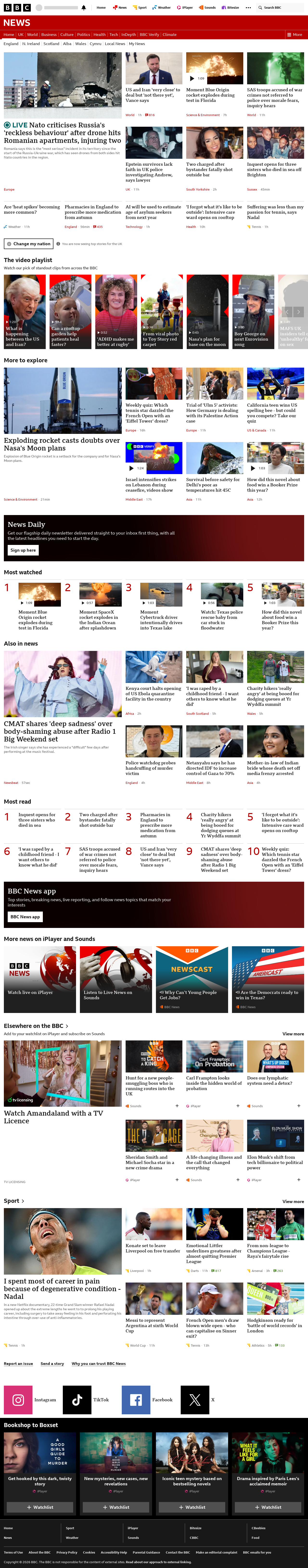 BBC News snapshot from Friday, 29 May 2026 at 11:00