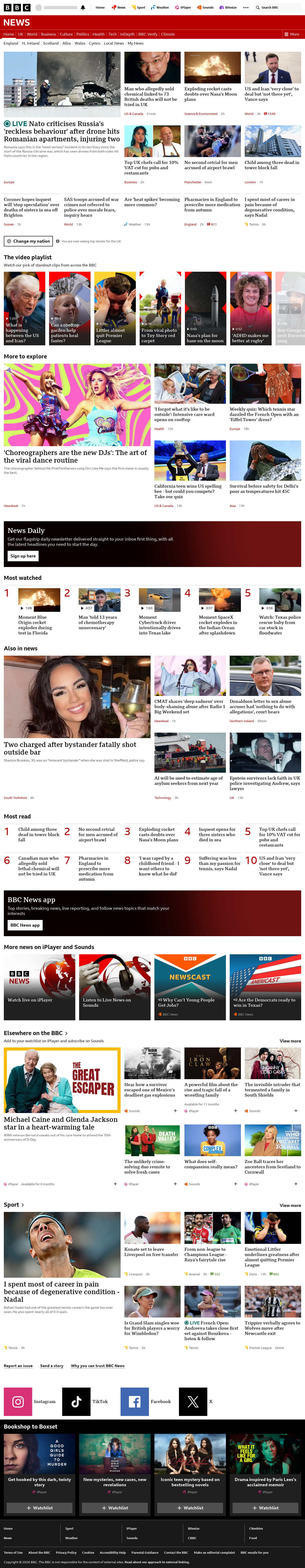 BBC News snapshot from Friday, 29 May 2026 at 13:00