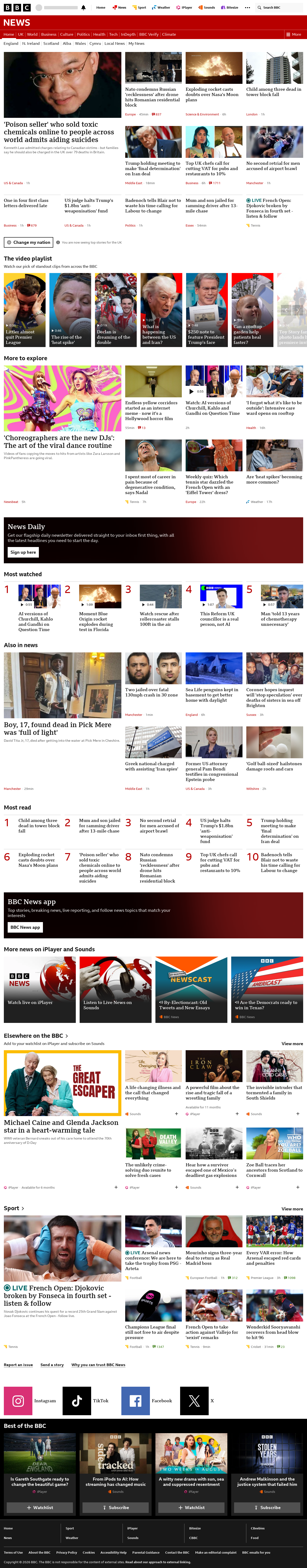 BBC News snapshot from Friday, 29 May 2026 at 17:00