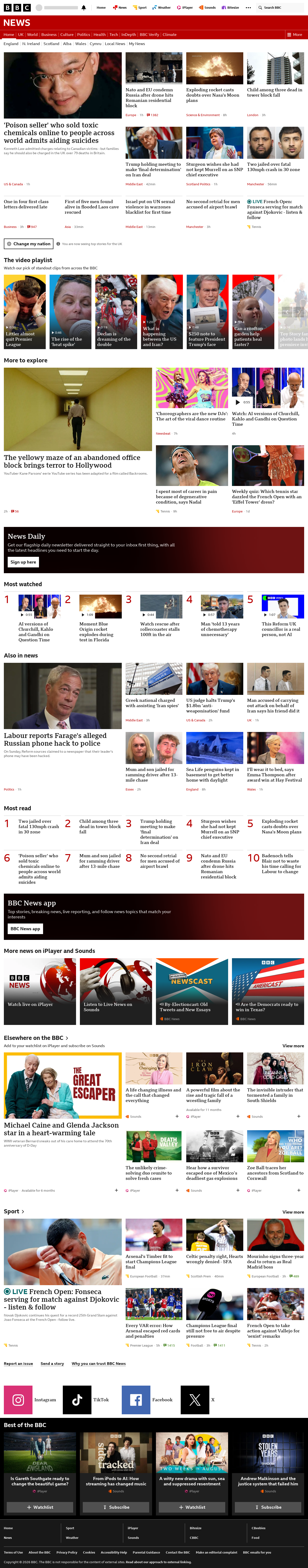 BBC News snapshot from Friday, 29 May 2026 at 19:00
