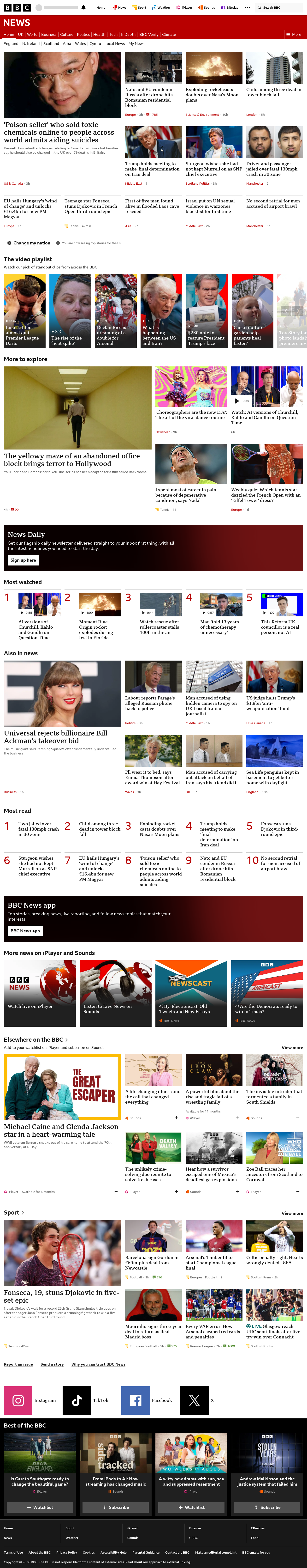 BBC News snapshot from Friday, 29 May 2026 at 21:00