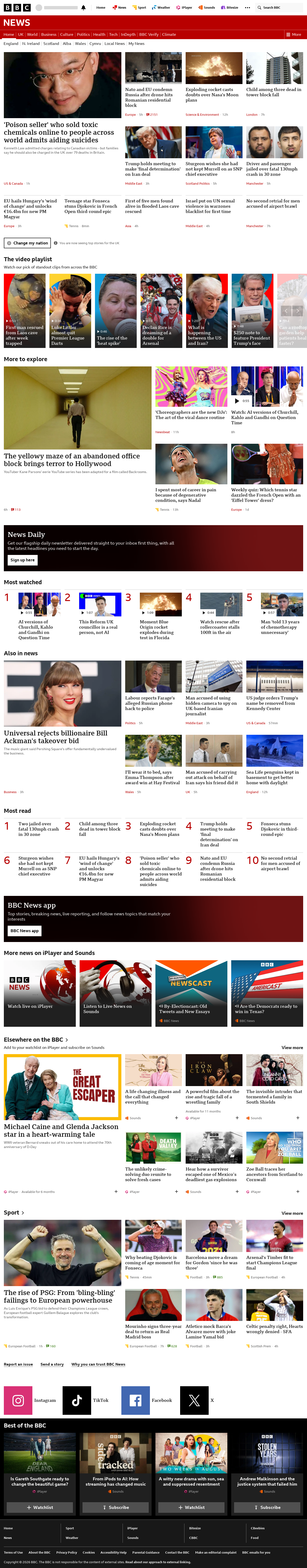 BBC News snapshot from Friday, 29 May 2026 at 23:00