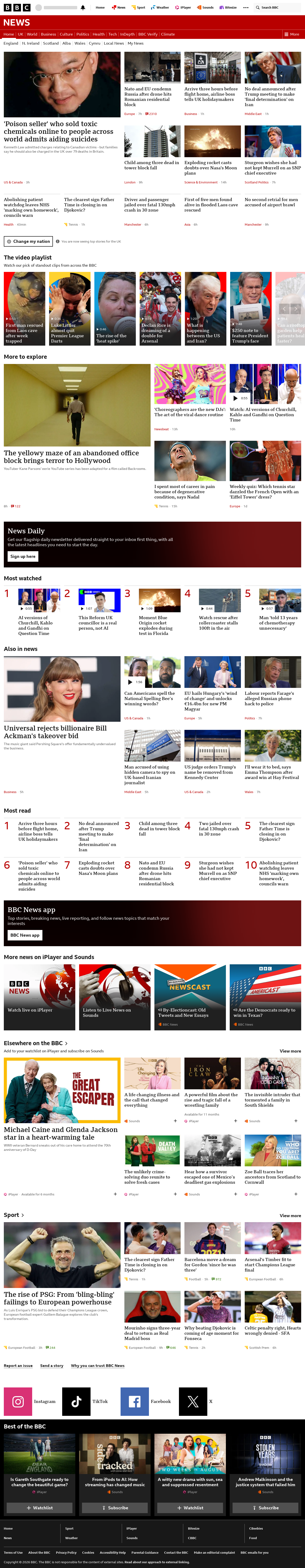 BBC News snapshot from Saturday, 30 May 2026 at 01:00