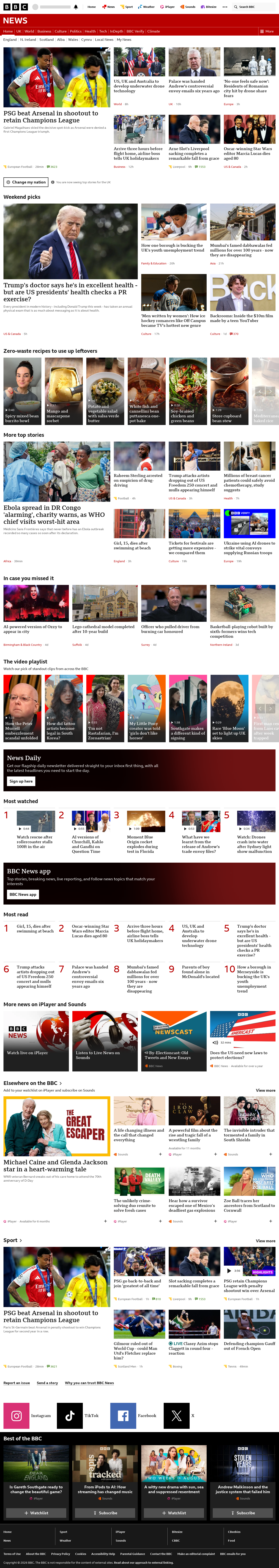 BBC News snapshot from Saturday, 30 May 2026 at 21:00