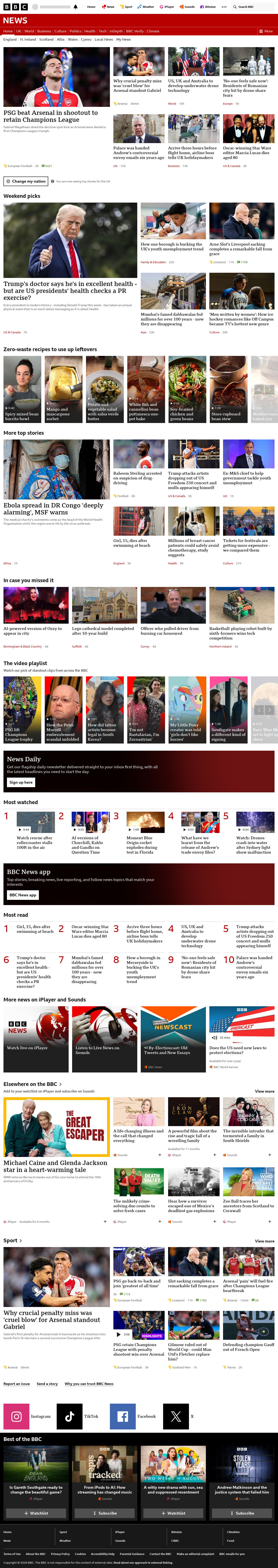 BBC News snapshot from Saturday, 30 May 2026 at 23:00