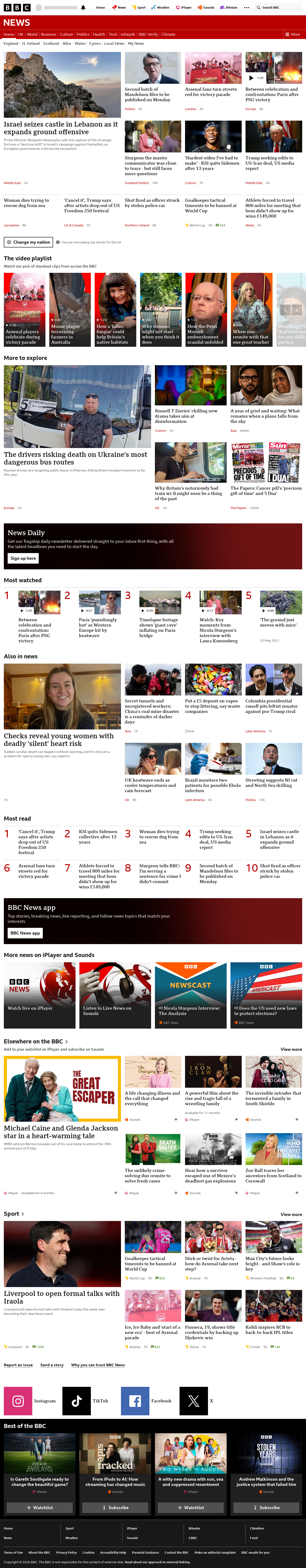 BBC News snapshot from Monday, 1 June 2026 at 01:00