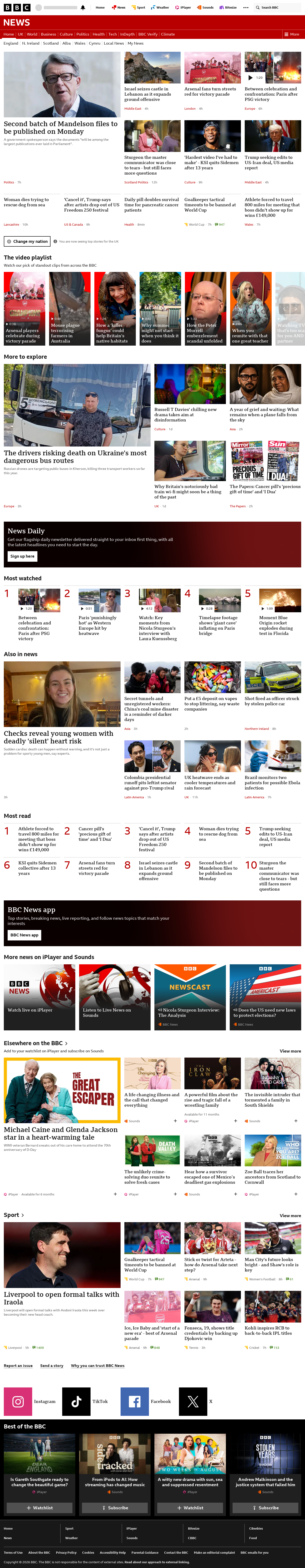 BBC News snapshot from Monday, 1 June 2026 at 03:00