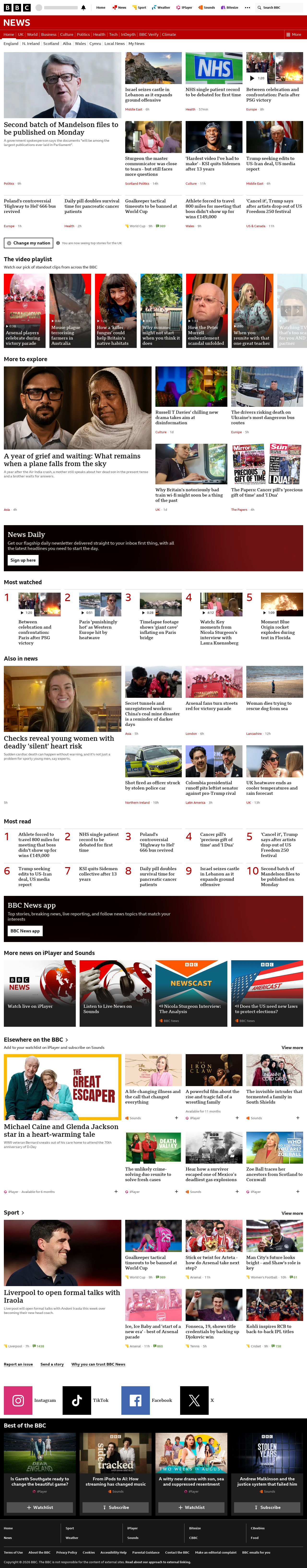 BBC News snapshot from Monday, 1 June 2026 at 05:00