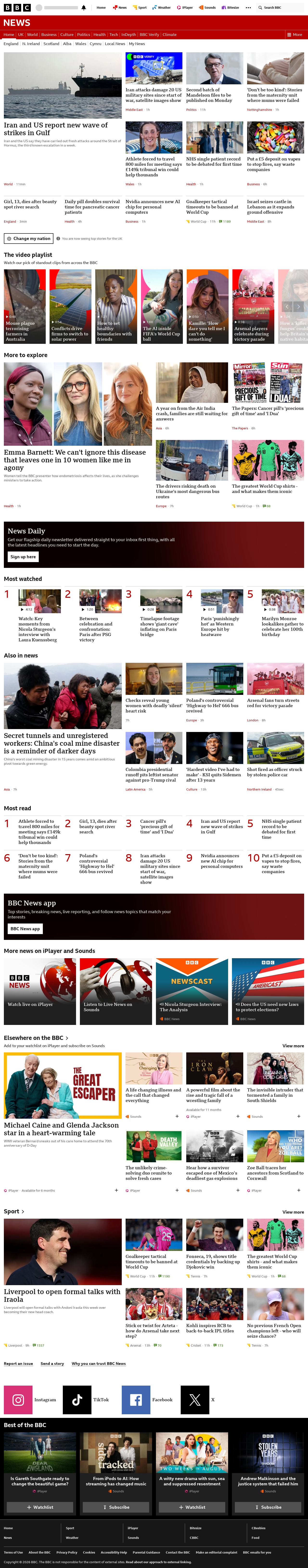 BBC News snapshot from Monday, 1 June 2026 at 07:00