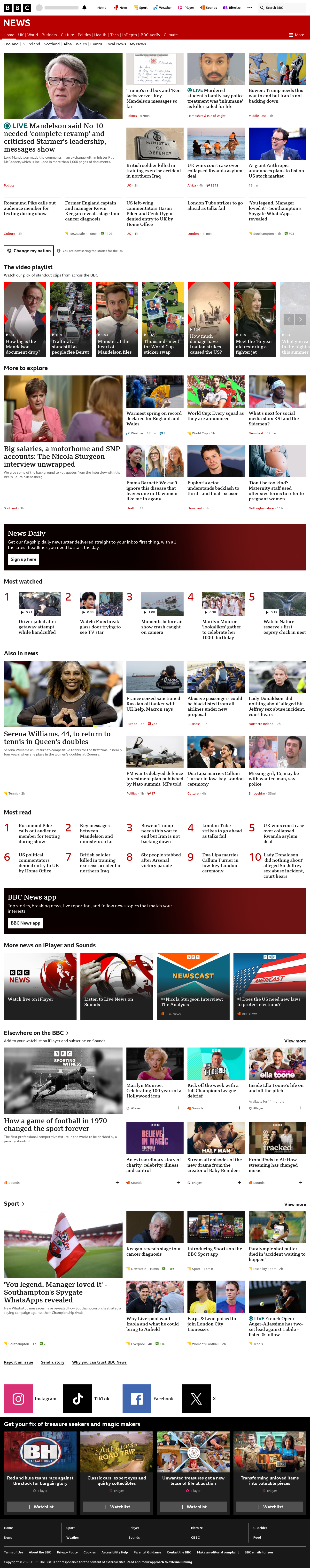 BBC News snapshot from Monday, 1 June 2026 at 17:00
