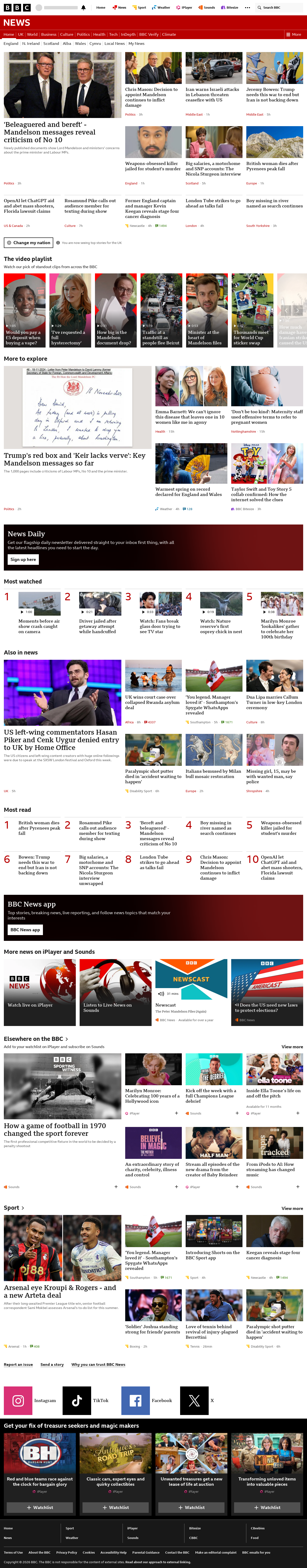 BBC News snapshot from Monday, 1 June 2026 at 21:00