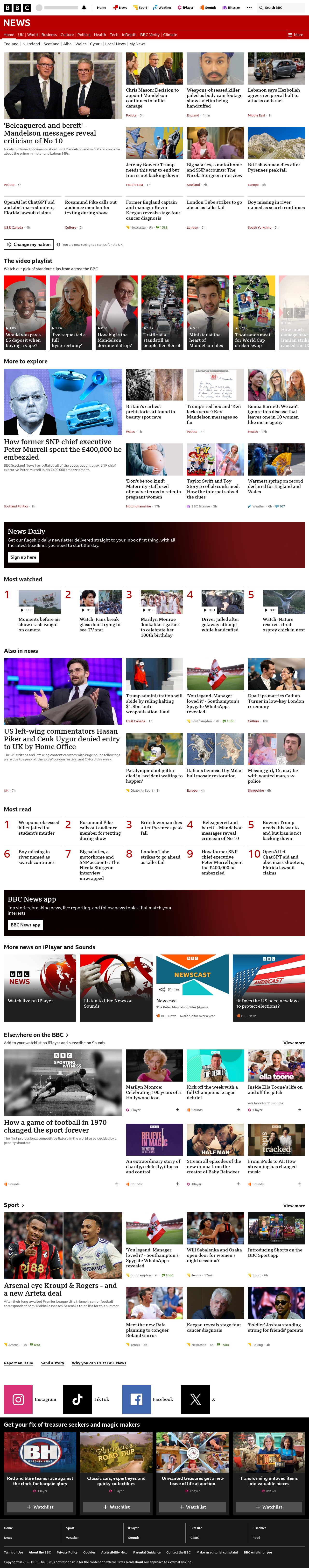 BBC News snapshot from Monday, 1 June 2026 at 23:00