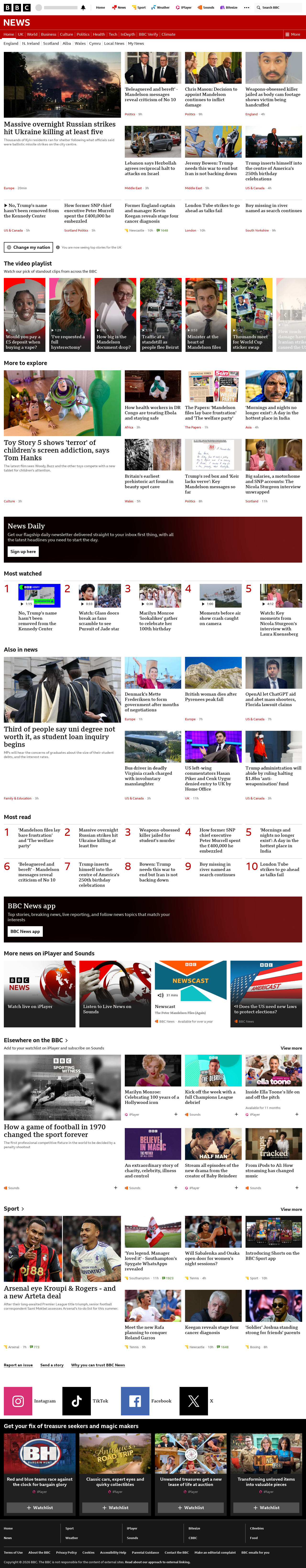 BBC News snapshot from Tuesday, 2 June 2026 at 03:00