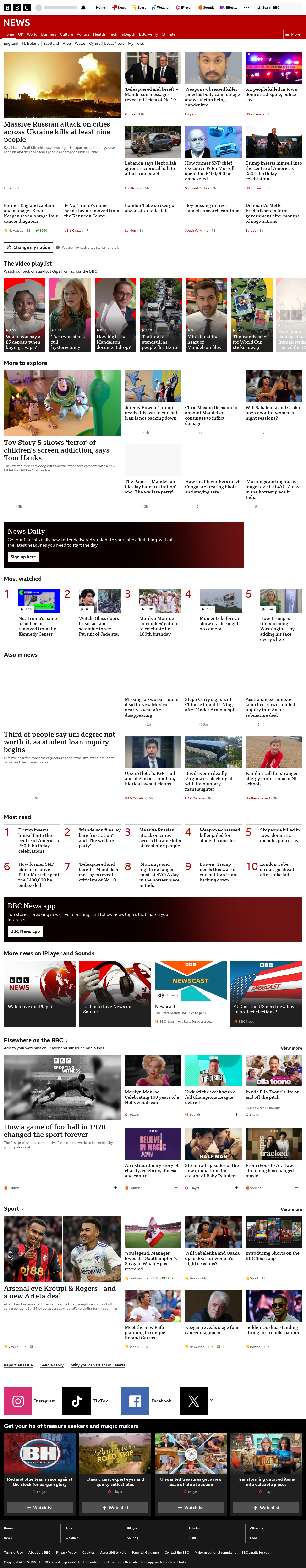 BBC News snapshot from Tuesday, 2 June 2026 at 05:00
