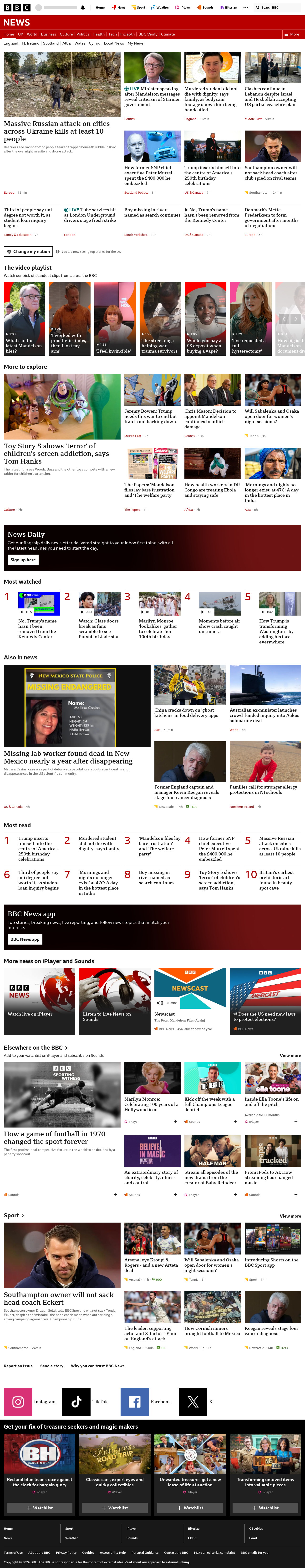 BBC News snapshot from Tuesday, 2 June 2026 at 07:00