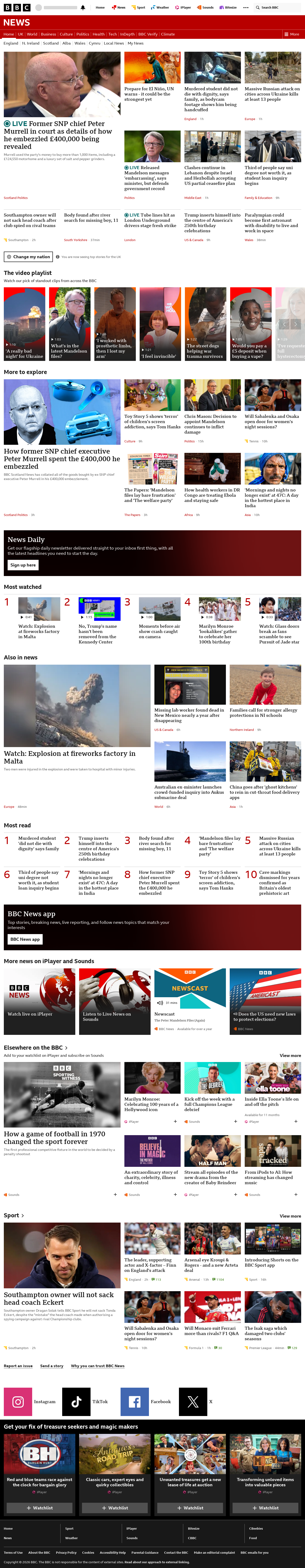 BBC News snapshot from Tuesday, 2 June 2026 at 09:00