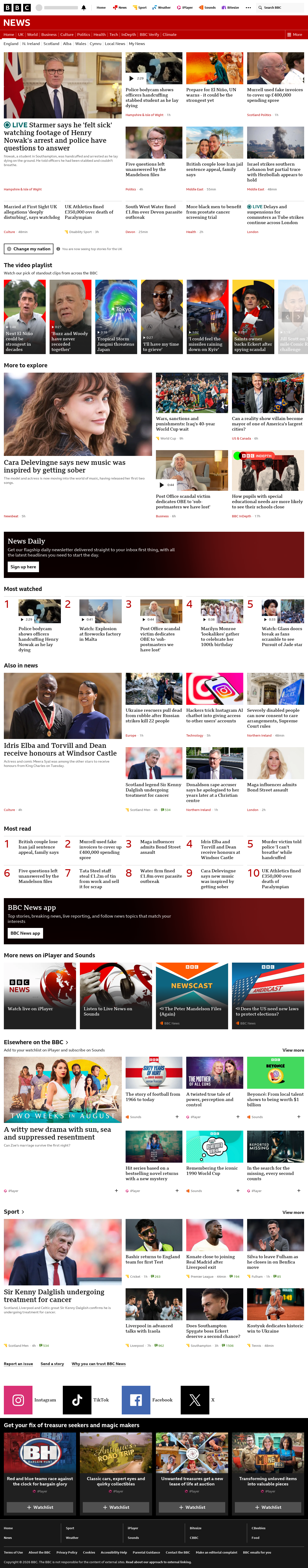 BBC News snapshot from Tuesday, 2 June 2026 at 17:00