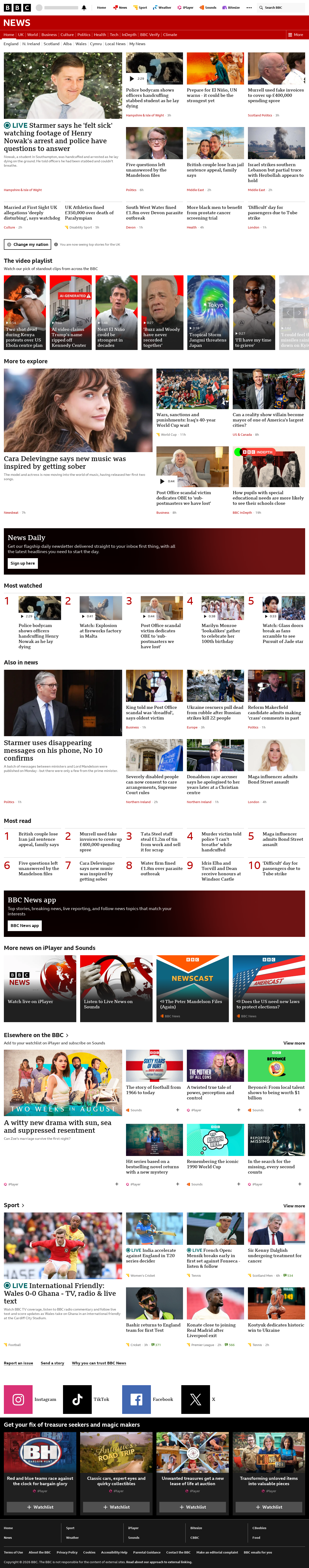 BBC News snapshot from Tuesday, 2 June 2026 at 19:00