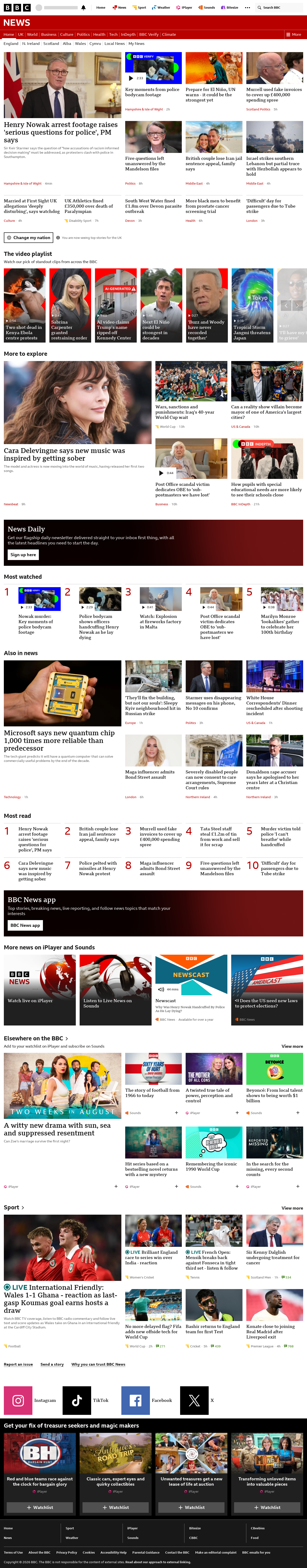 BBC News snapshot from Tuesday, 2 June 2026 at 21:00
