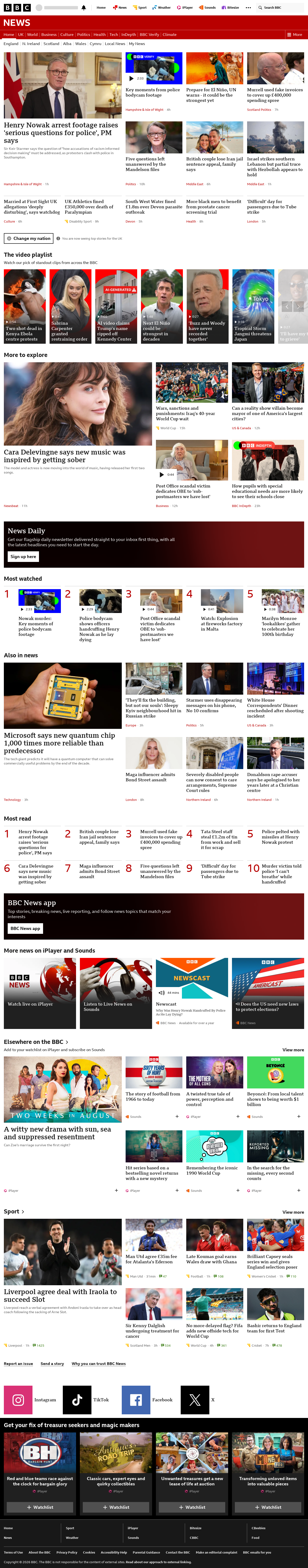 BBC News snapshot from Tuesday, 2 June 2026 at 23:00