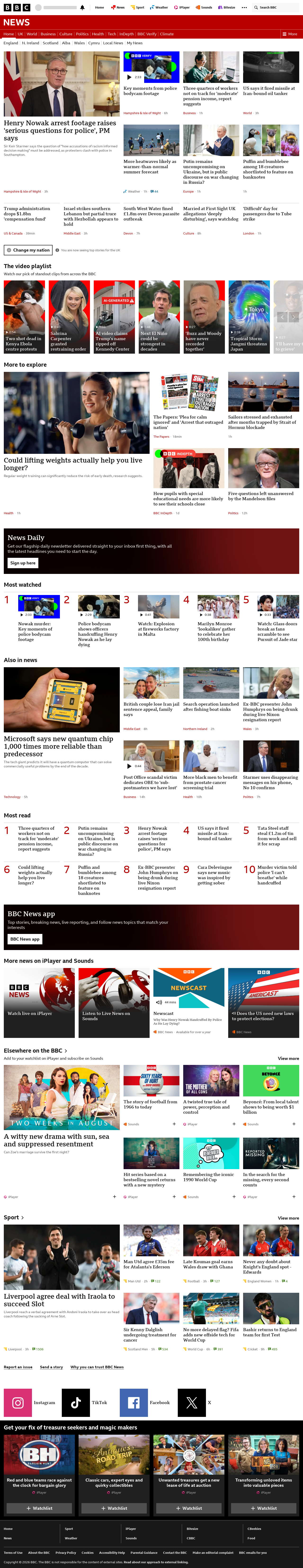 BBC News snapshot from Wednesday, 3 June 2026 at 01:00