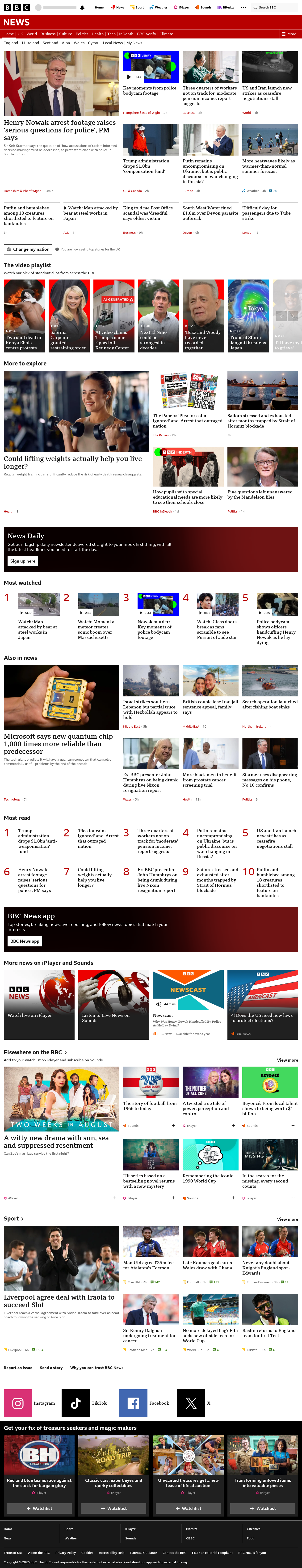 BBC News snapshot from Wednesday, 3 June 2026 at 03:00