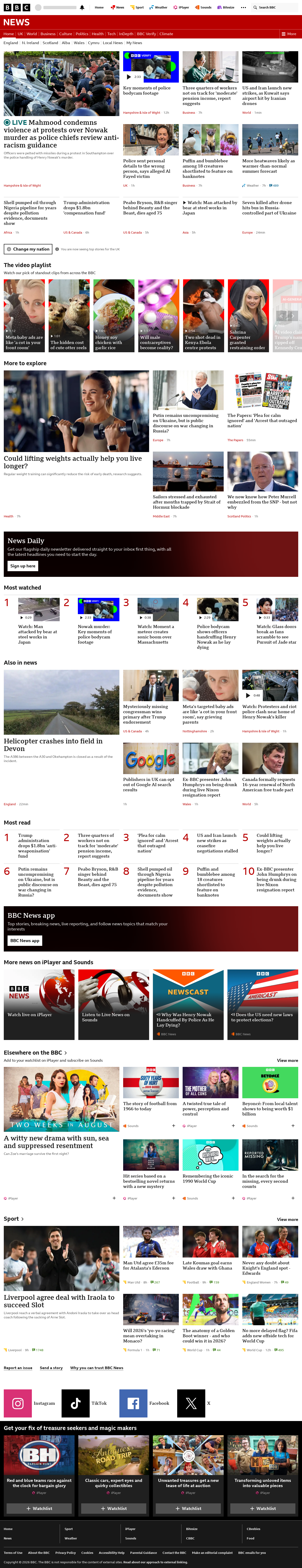BBC News snapshot from Wednesday, 3 June 2026 at 07:00