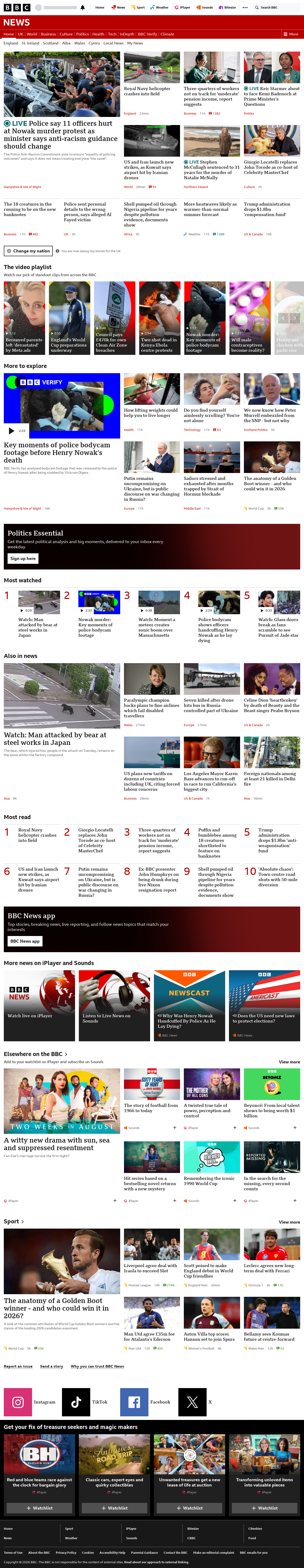 BBC News snapshot from Wednesday, 3 June 2026 at 11:00