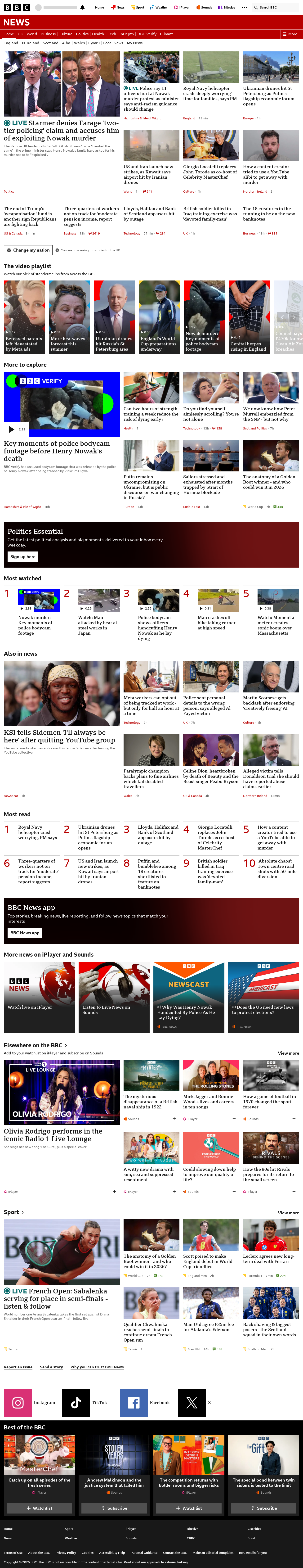 Latest BBC News snapshot