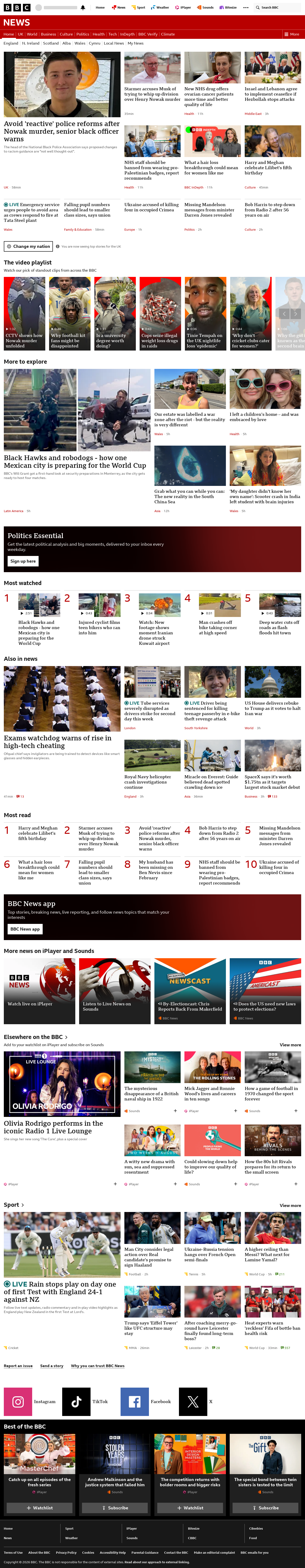 BBC News snapshot from Thursday, 4 June 2026 at 12:00