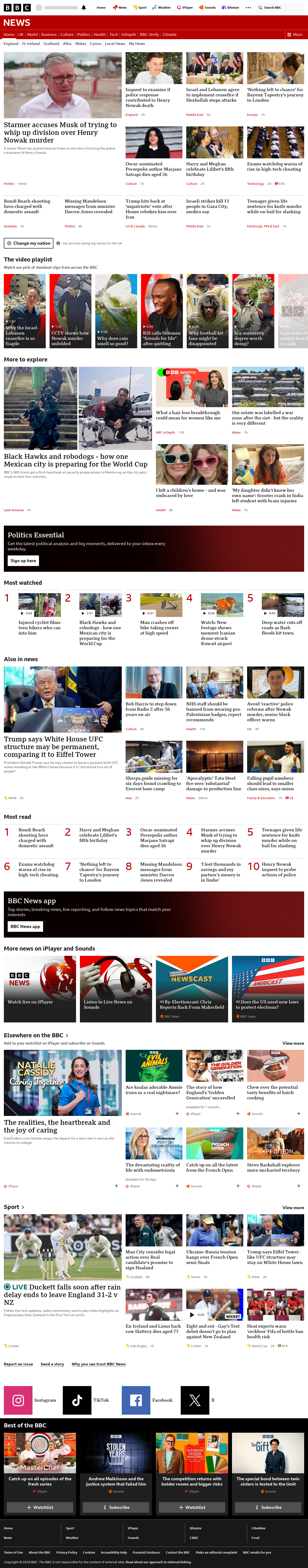 BBC News snapshot from Thursday, 4 June 2026 at 14:00