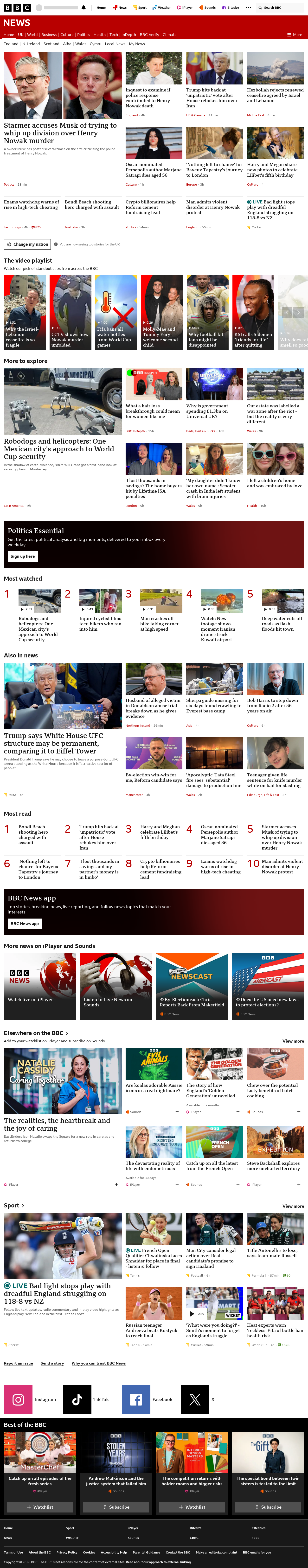 BBC News snapshot from Thursday, 4 June 2026 at 16:00