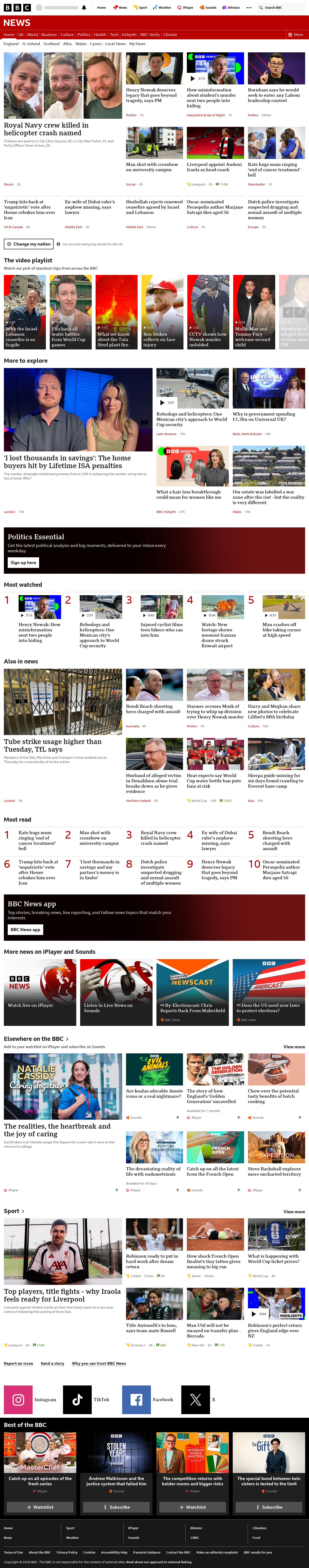 BBC News snapshot from Thursday, 4 June 2026 at 22:00