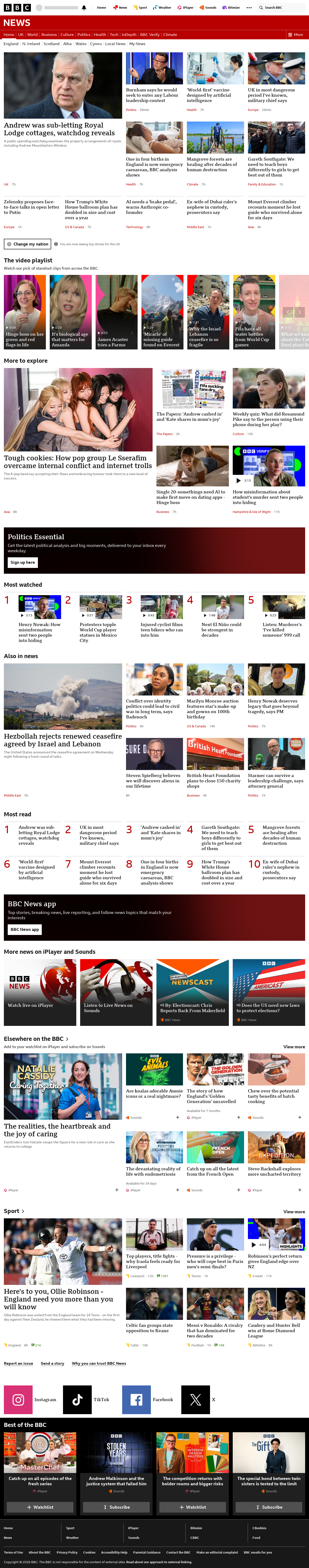 BBC News snapshot from Friday, 5 June 2026 at 08:00